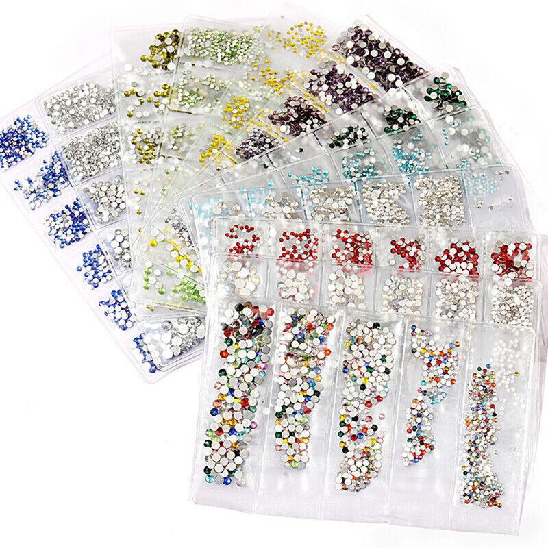 1440 pieces of crystal clear flat bottom glass rhinestones for sparkling 3D nail art designs — view 2