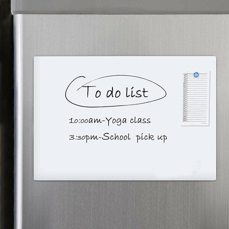 White flexible magnetic fridge whiteboard with included black marker pen and built-in eraser cap. — view 5
