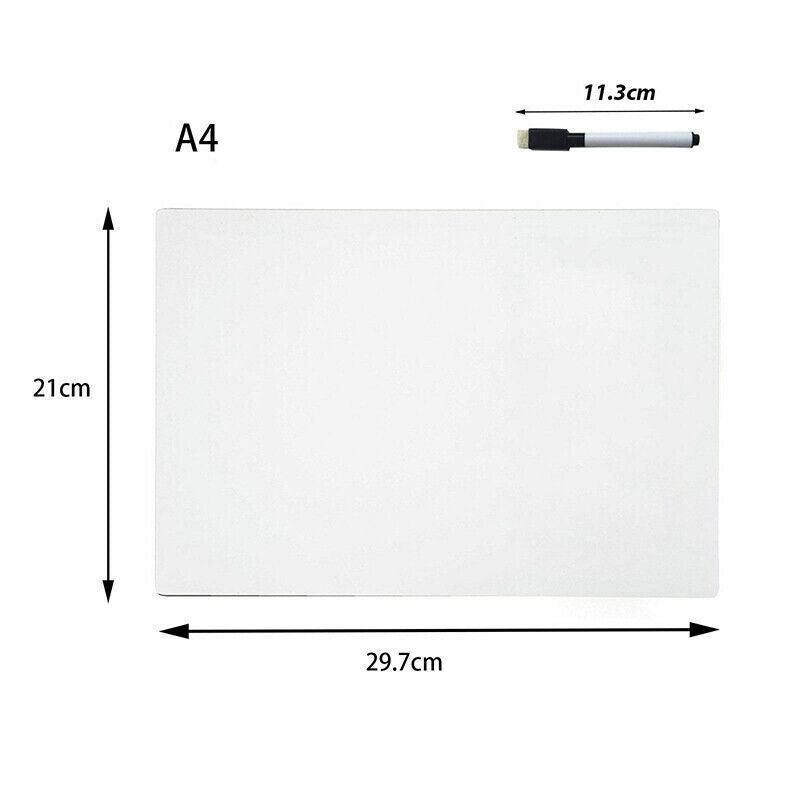 White flexible magnetic fridge whiteboard with included black marker pen and built-in eraser cap. — view 3