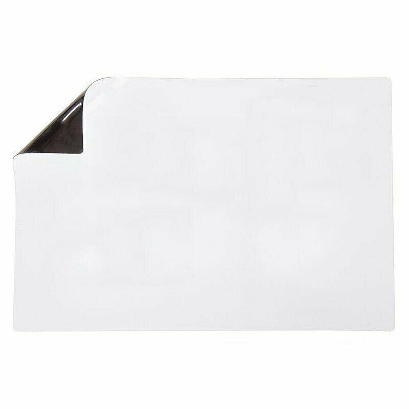 White flexible magnetic fridge whiteboard with included black marker pen and built-in eraser cap. — view 2