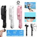 Bluetooth selfie stick tripod in black plastic and stainless steel with wireless remote and phone mount