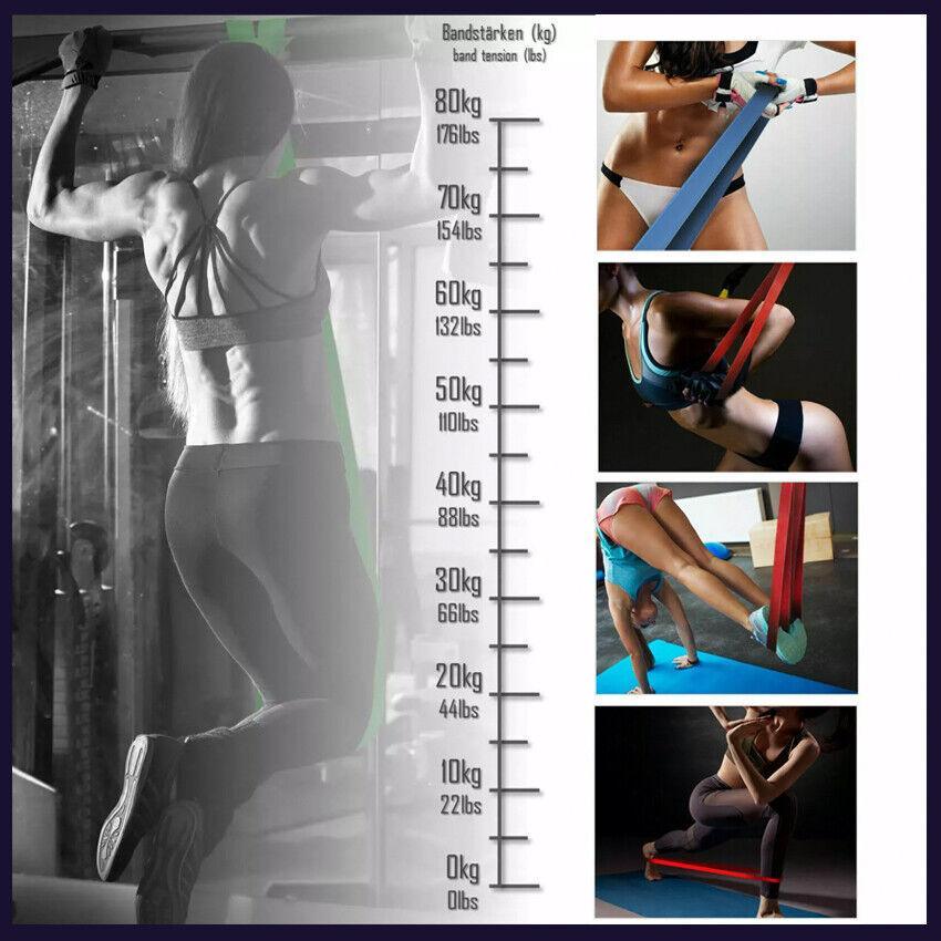 Heavy duty natural latex resistance workout bands in multiple colors for yoga and strength training — view 3