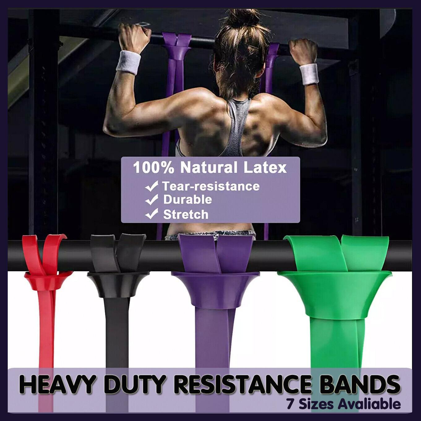Heavy duty natural latex resistance workout bands in multiple colors for yoga and strength training — view 4