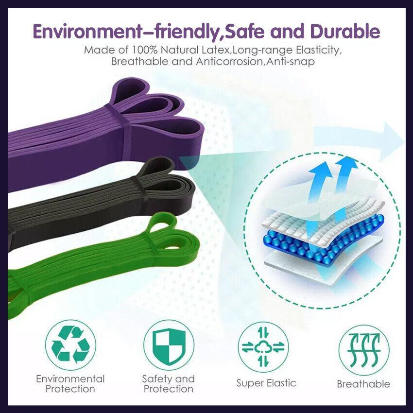 Heavy duty natural latex resistance workout bands in multiple colors for yoga and strength training — view 5