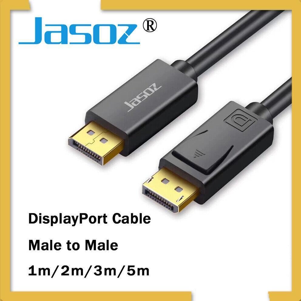 Black 4K DisplayPort male to male cable with gold plated connectors for monitors and projectors