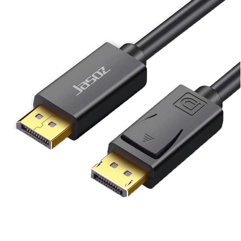 Black 4K DisplayPort male to male cable with gold plated connectors for monitors and projectors — view 2