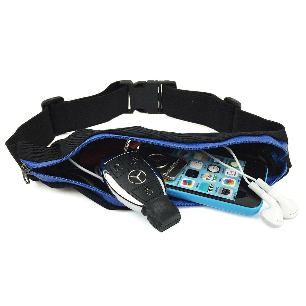 Lycra waist running belt with zip pocket and adjustable strap in multiple vibrant colors — view 4
