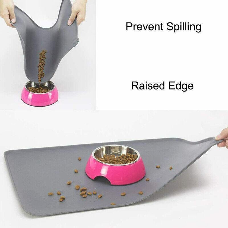 Waterproof silicone pet feeding mat with raised edges for dog and cat food bowls — view 5