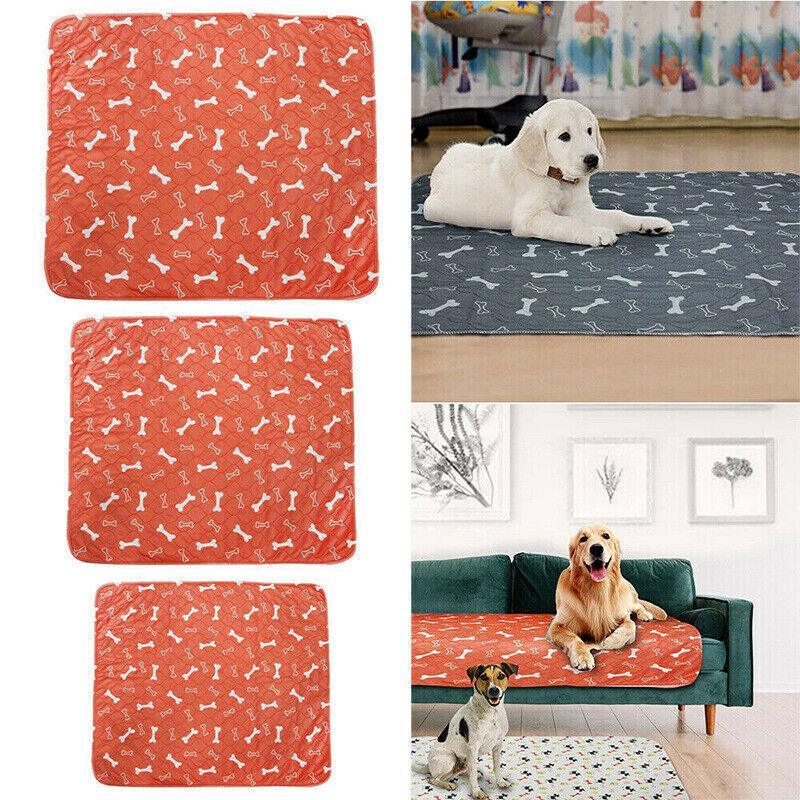 Grey washable pet training pad featuring a soft quilted surface and waterproof anti-slip backing — view 3