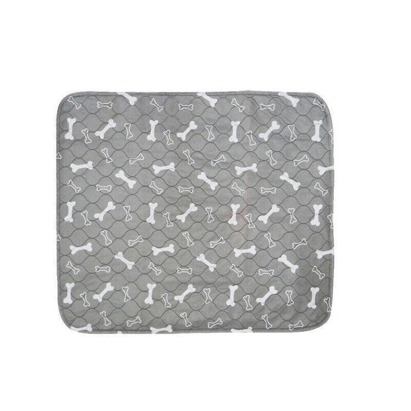 Grey washable pet training pad featuring a soft quilted surface and waterproof anti-slip backing — view 2