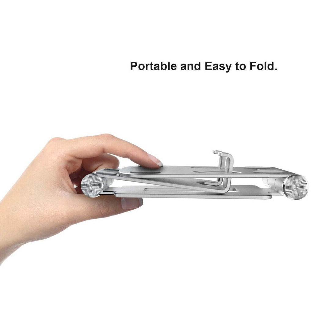 Foldable adjustable phone and tablet stand made of durable ABS plastic with silicone padding. — view 3