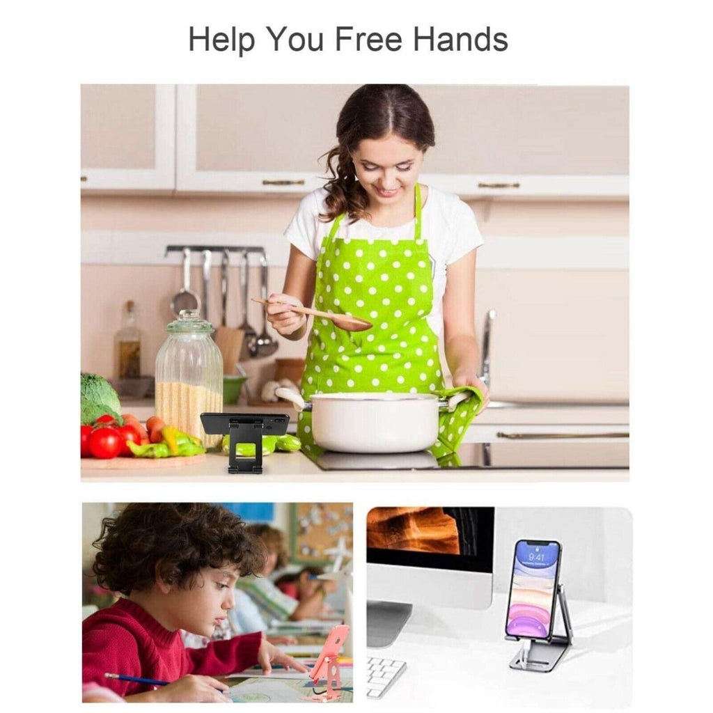Foldable adjustable phone and tablet stand made of durable ABS plastic with silicone padding. — view 4