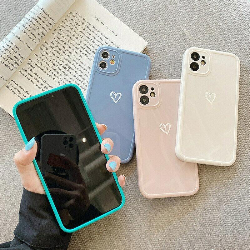 Beige smartphone case featuring a cute girly heart pattern made of flexible TPU material. — view 4