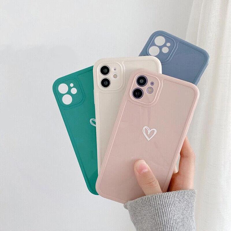 Beige smartphone case featuring a cute girly heart pattern made of flexible TPU material. — view 3
