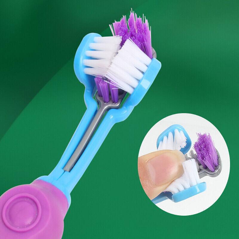 Three-sided plastic dog toothbrush for pet oral care and tartar removal in multiple vibrant colors — view 5