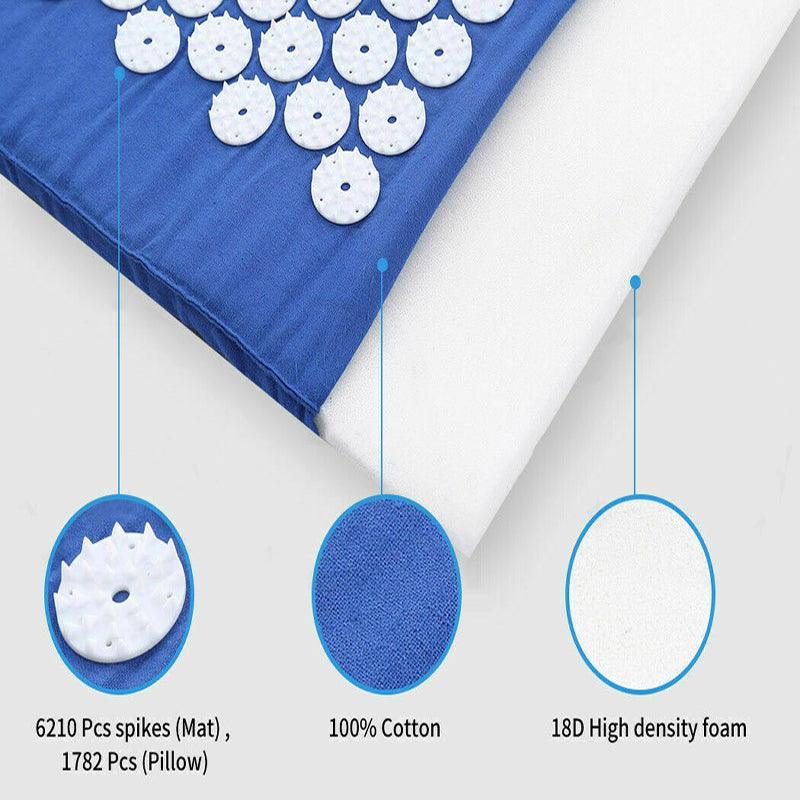 Acupressure Mat and Pillow Set for Relaxation and Yoga with Carry Bag
