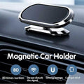 Universal magnetic dashboard car phone mount in black aluminum with 360 degree rotation capability