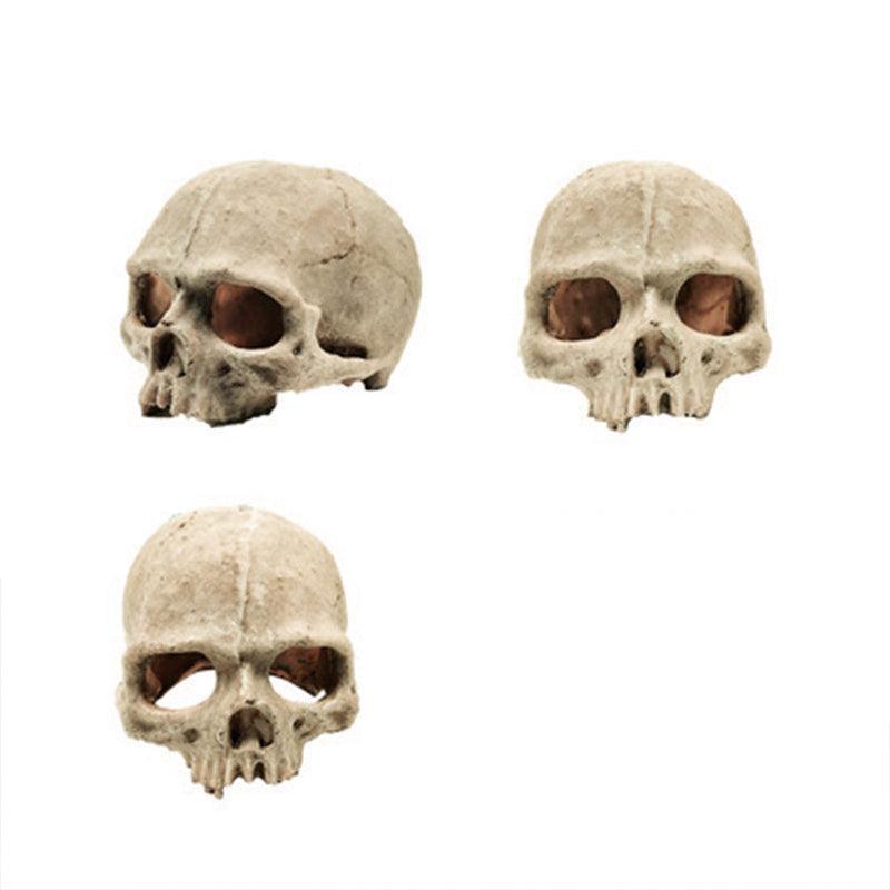Artificial resin skull head bone aquarium ornament for fish tank and reptile enclosure decoration. — view 2