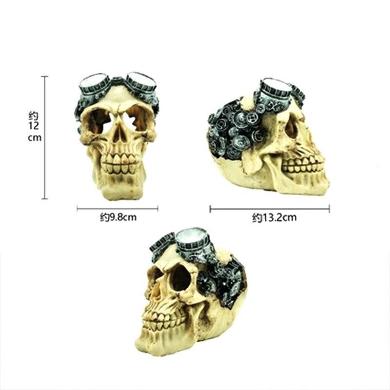Artificial resin skull head bone aquarium ornament for fish tank and reptile enclosure decoration. — view 5