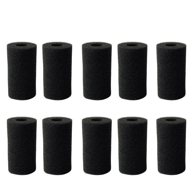 Ten piece black foam aquarium filter intake sponge set for protecting fry and small fish — view 2
