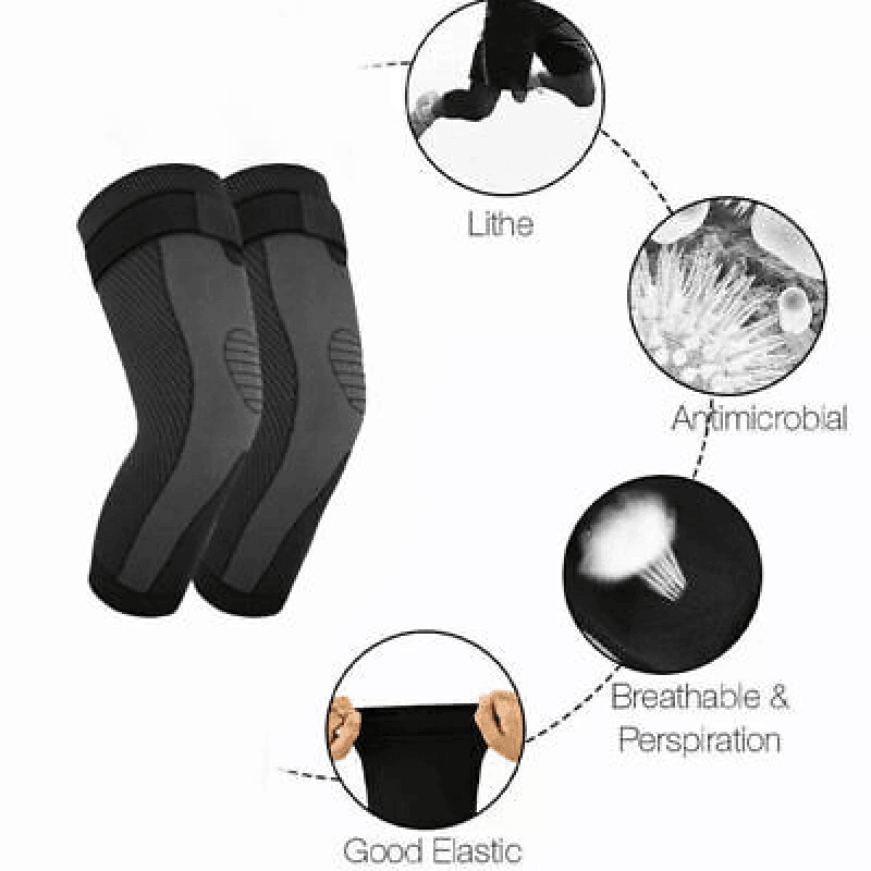 Aolikes black knee compression sleeve pair, flexible sports leg brace for joint pain relief. — view 4