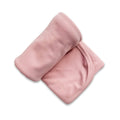 Baby bamboo swaddle blanket in solid rosewood pink folded to show the soft breathable knit fabric