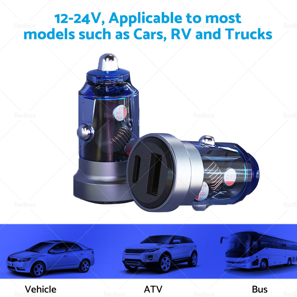 Ultra-compact 54W dual port USB-C and USB-A aluminum car charger adapter — view 3