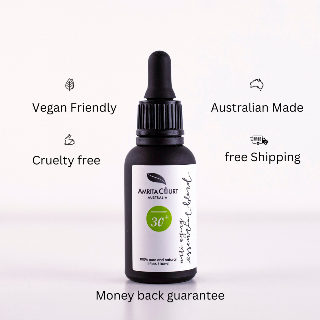 Anti-aging rose absolute essential oil blend in a 30ml glass dropper bottle for facial skincare — view 5