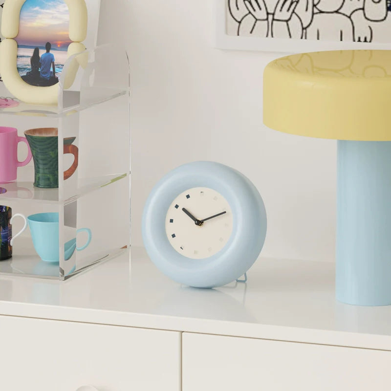 Modern round iron desk clock with matte finish perfect for silent minimalist home office decor — view 5