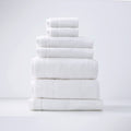 Crisp snow white Aireys quick dry bath towel set showing plush zero twist cotton material