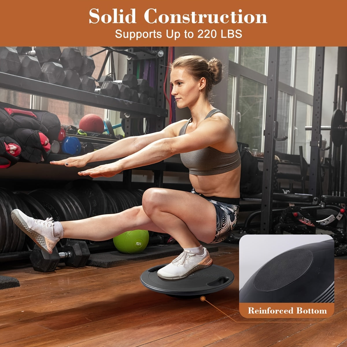 Black TPE balance board trainer with textured anti-slip surface for home gym fitness and core strength — view 3