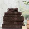 Renee Taylor Stella 650 GSM bamboo cotton bath towel set folded neatly in rich cocoa brown