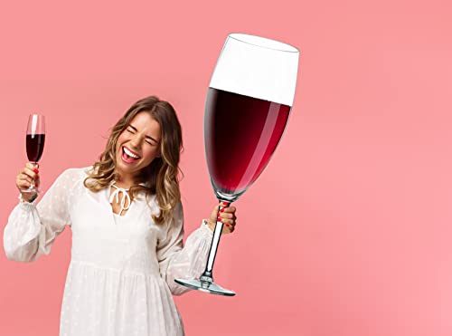 Giant 32-inch clear crystal wine glass acting as a decorative centerpiece or large beverage cooler — view 4