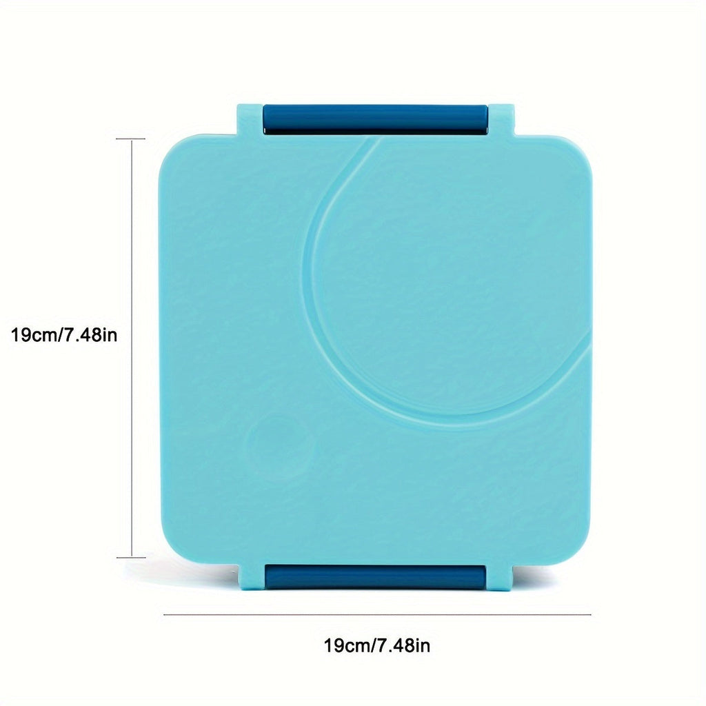 Blue cartoon kids thermos lunch box with four compartments and matching water bottle — view 4