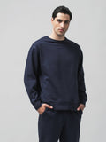 Classic blue men's sweater made of a breathable cotton and polyester blend for everyday comfort