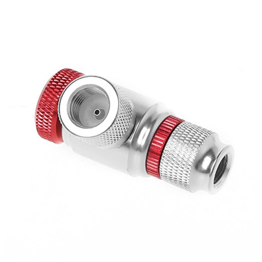 Compact CO2 inflator adapter for bicycle tires black aluminum alloy with airflow control knob — view 3