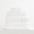 Cambridge waffle towel set in snow white, plush 650 GSM textured cotton bath towels.