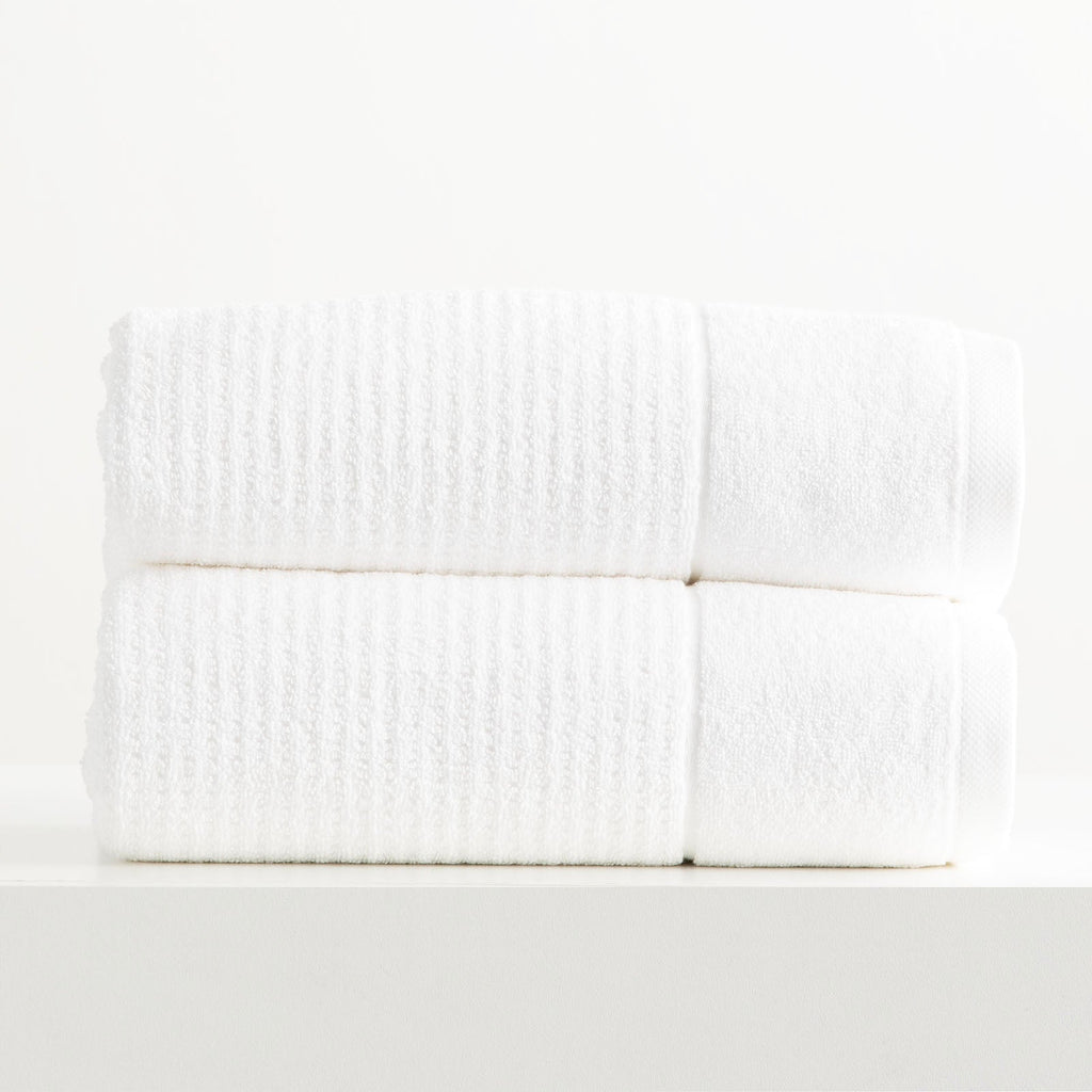 Cambridge waffle towel set in snow white, plush 650 GSM textured cotton bath towels. — view 4