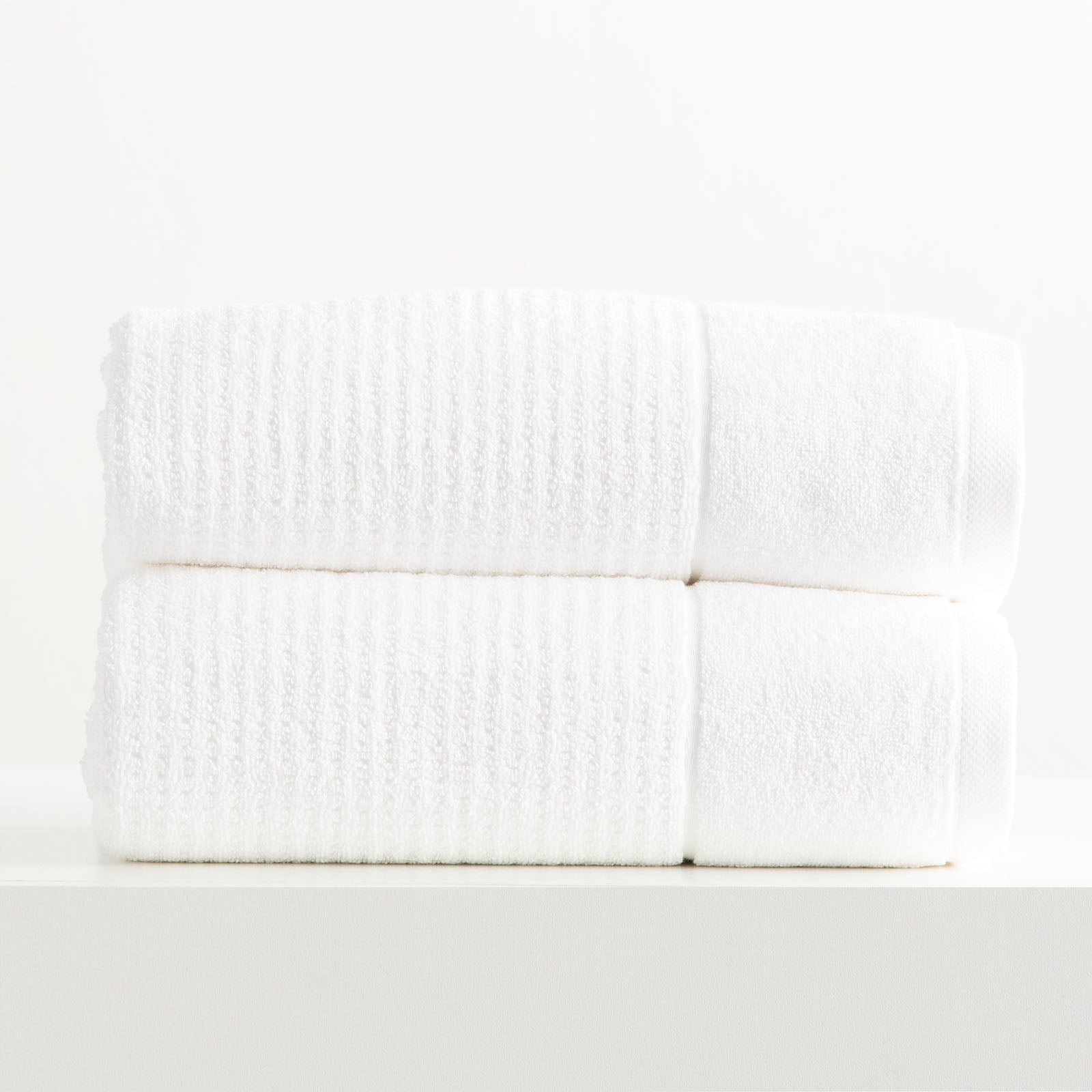 Cambridge waffle towel set in snow white, plush 650 GSM textured cotton bath towels. — view 4