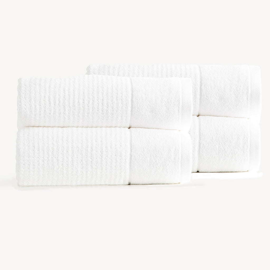 Cambridge waffle towel set in snow white, plush 650 GSM textured cotton bath towels. — view 5