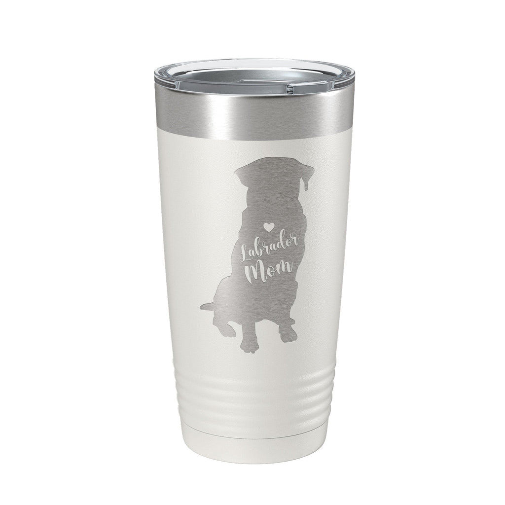 20oz laser-engraved Labrador Retriever dog mom insulated stainless steel travel tumbler with clear lid — view 2