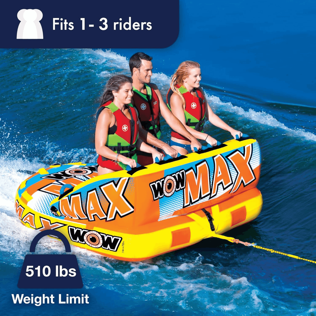 WOW Watersports Max Inflatable Towable Deck Tube for up to 3 Riders-1