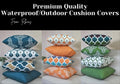 Multi-coloured water resistant square outdoor cushion cover for patio and garden seating