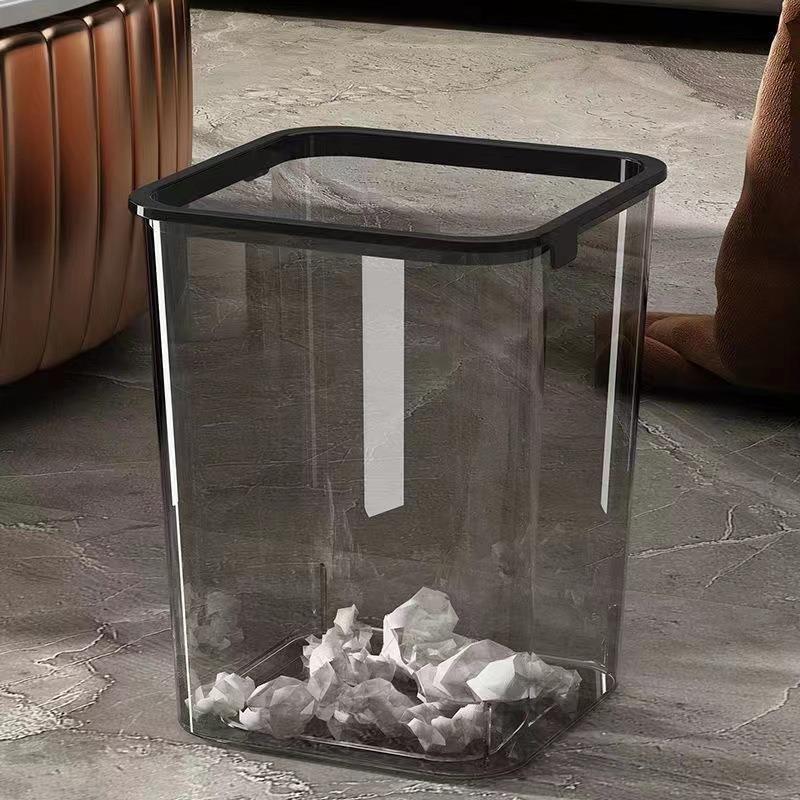 Transparent Square Waste Bin with Press Ring