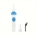 White battery powered ear cleaner wax remover device with a gentle soft silicone scoop head
