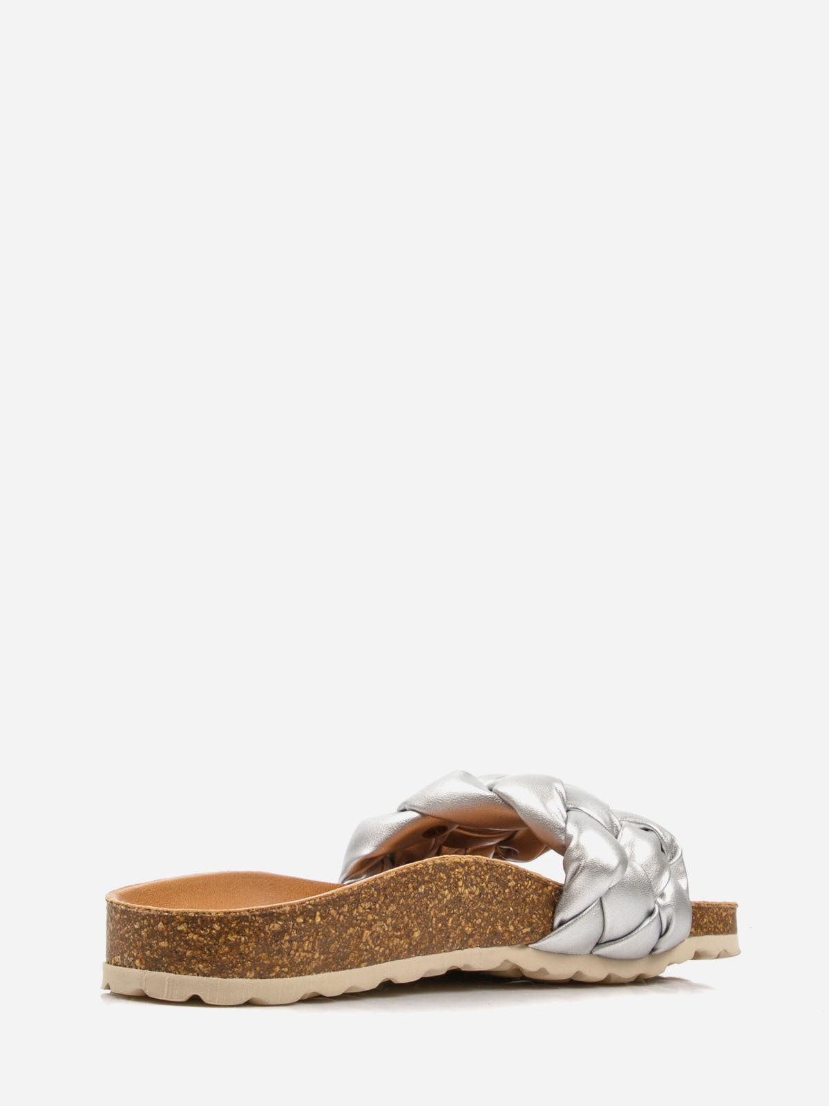 Women's comfort sandals in silver and brown featuring a synthetic upper and genuine leather lining — view 3