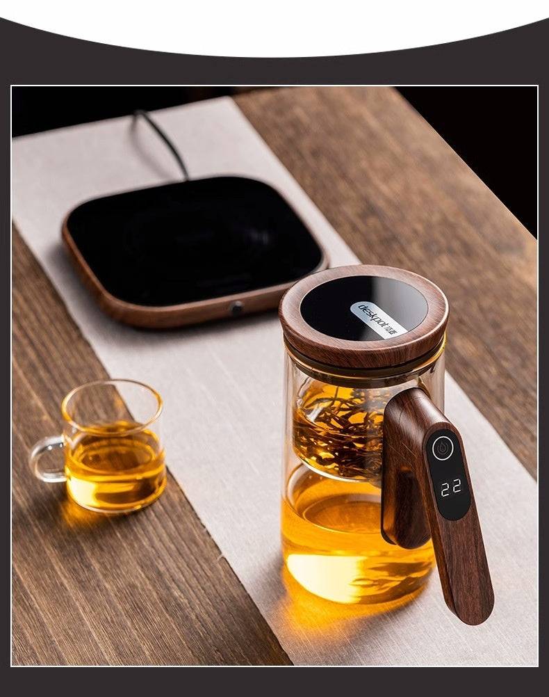 Intelligent glass teapot with automatic filter magnetic lid and elegant matching teacup for loose leaf — view 4