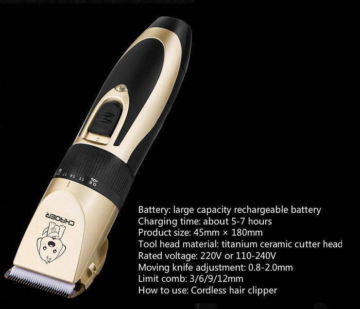 Professional pet grooming kit with hair trimmer, electric nail clippers, guide combs, and cleaning accessories — view 5