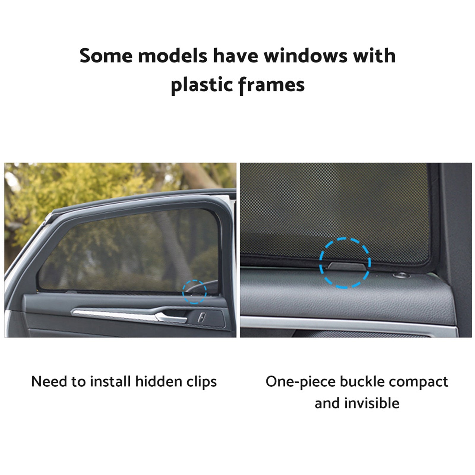 Black synthetic fibre magnetic car window shades for front and rear vehicle windows — view 3