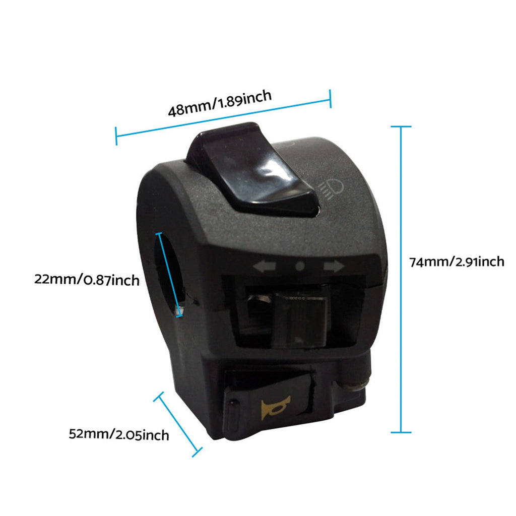 Black universal motorcycle handlebar switch pair with wiring for 7/8 inch handlebars — view 4